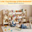  Bibliothèque pour enfants et rangement pour jouets à 6 niveaux avec 9 paniers à jouets en bois et blanc cassé