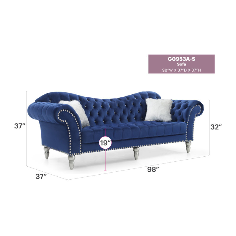 Canapé Elliot Wilshire F742C426385B4AB2894E96D93ECD57BD, Velours bleu