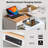 Kitchen Island Table, With Extended Table, On Wheels With Led Lights,Power Outlets And 2 Fluted Glass Doors, With A Storage Compartment And Side 3 Open Shelves-360112956