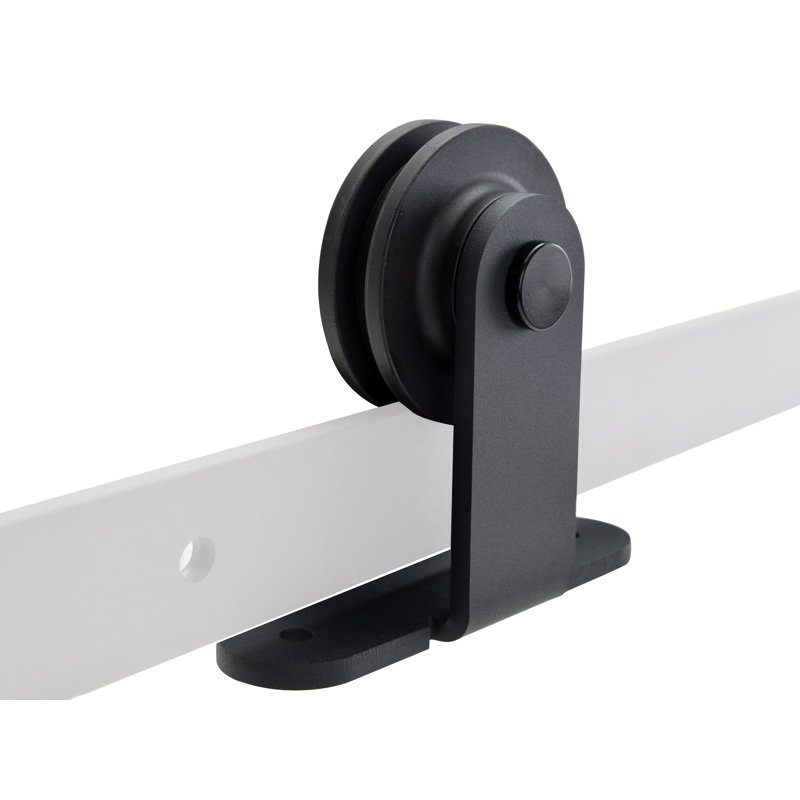 Top Mount Style Sliding Standard Single Track Barn Door Hardware Kit, Matte Black