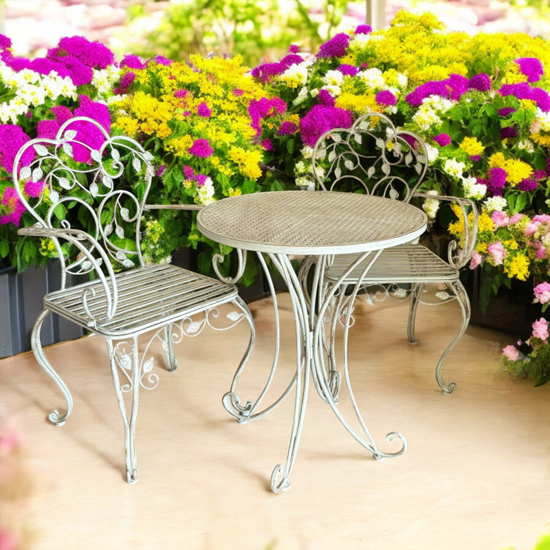 Stylish Round 3-Piece Outdoor Bistro Set – Modern and Durable 2-Person Metal Table & Chairs for Patio, Balcony, or Garden