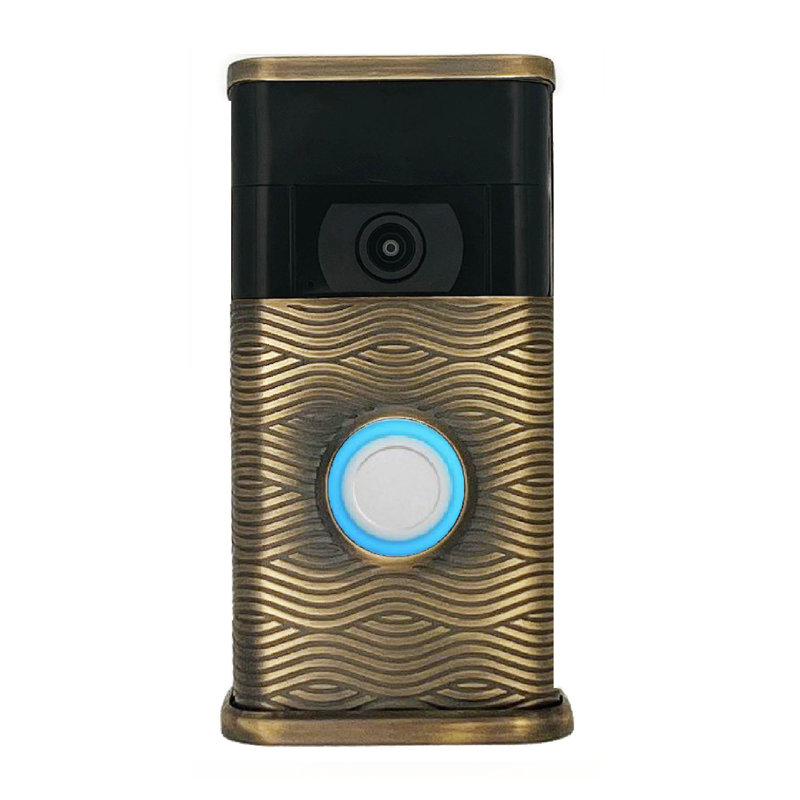 Waves Video Doorbell Cover (Ring 2nd Gen Compatible), Antique Brass