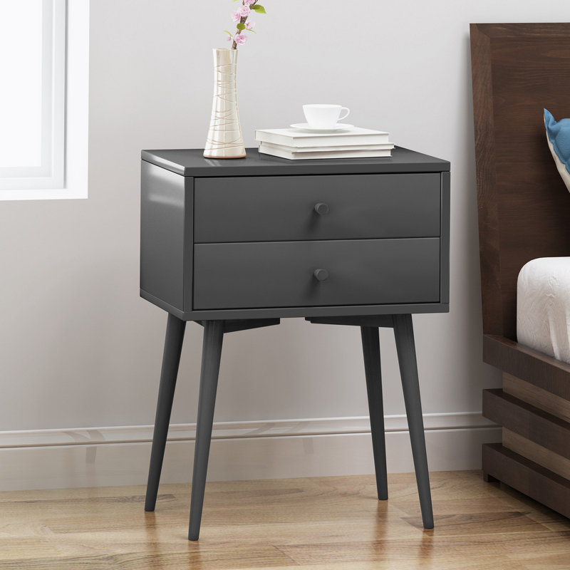 Table de bout avec rangement Eller, Gris foncé