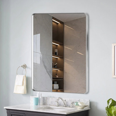 Miroir de salle de bain 40 po x 36 po Nickel brossé