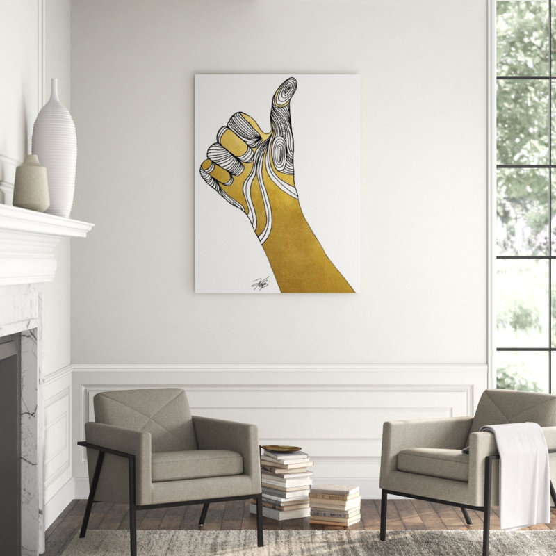 Sign Language VII Print by Kelli Ellis, 32" H x 24" W x 1.5" D, Gilded Gold