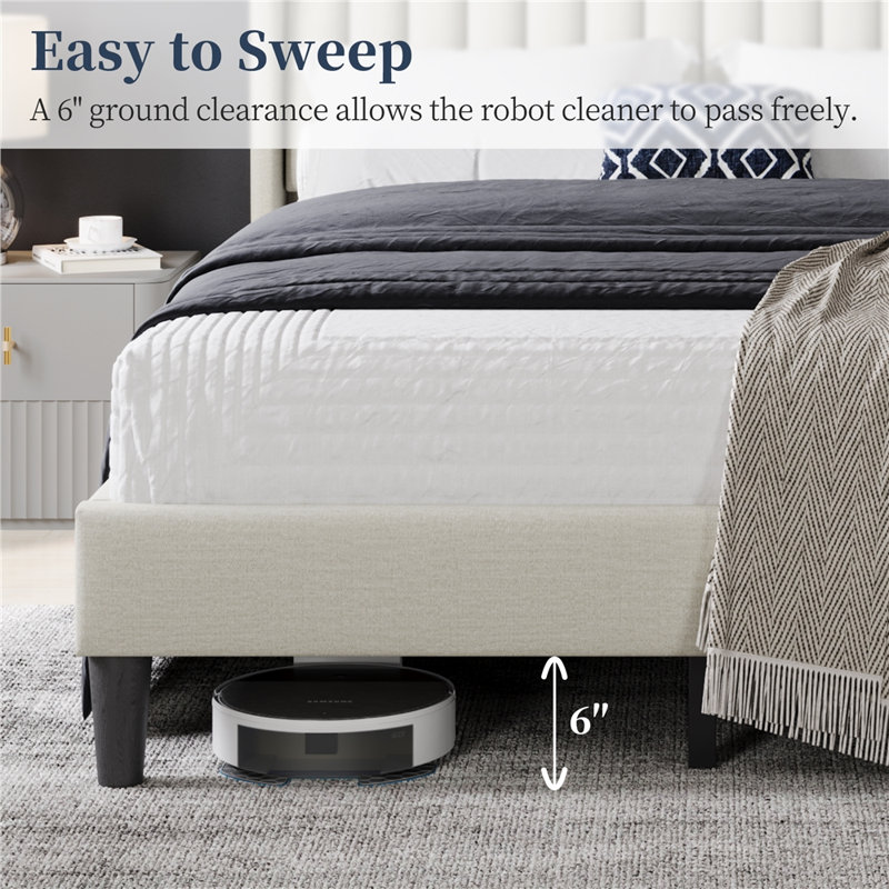 Multi-sized Upholstered Bed Frame with Channel Tufted Headboard, Full, Navy Blue