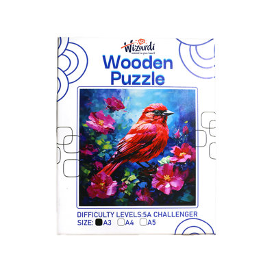 Oiseau rouge - casse-tête en bois par Wizardi F07N9-5