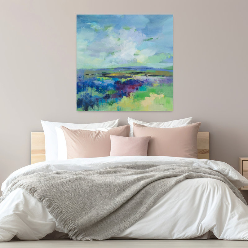 Mauve champ abstrait paysage contemporain montagne art, H 32 po x l 32 po