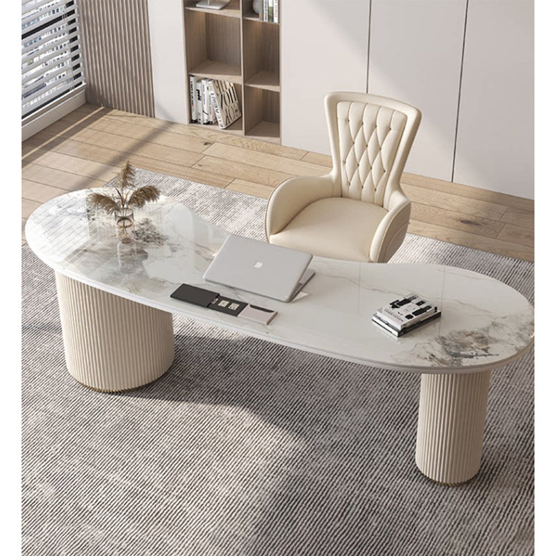 Bureau de luxe en pierre frittée irrégulière pour le bureau à domicile
