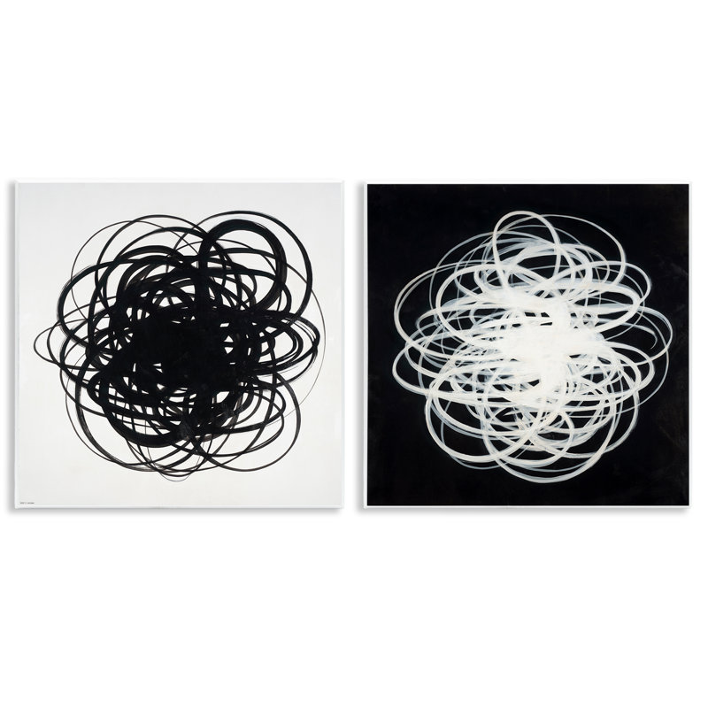 «Black & White Tangled Lines», ensemble de 2 plaques murales par Haxton