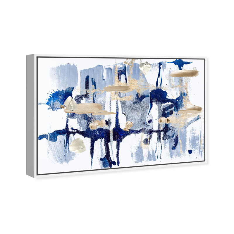 Abstrait acoustique - reproduction d'art, Cadre blanc, H 30 po x l 45 po x P 1,5 po