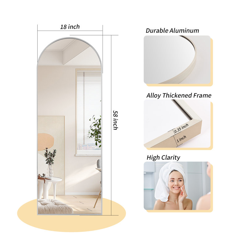 Miroirs muraux surdimensionnés arqués, 58 po x 18 po, Argent