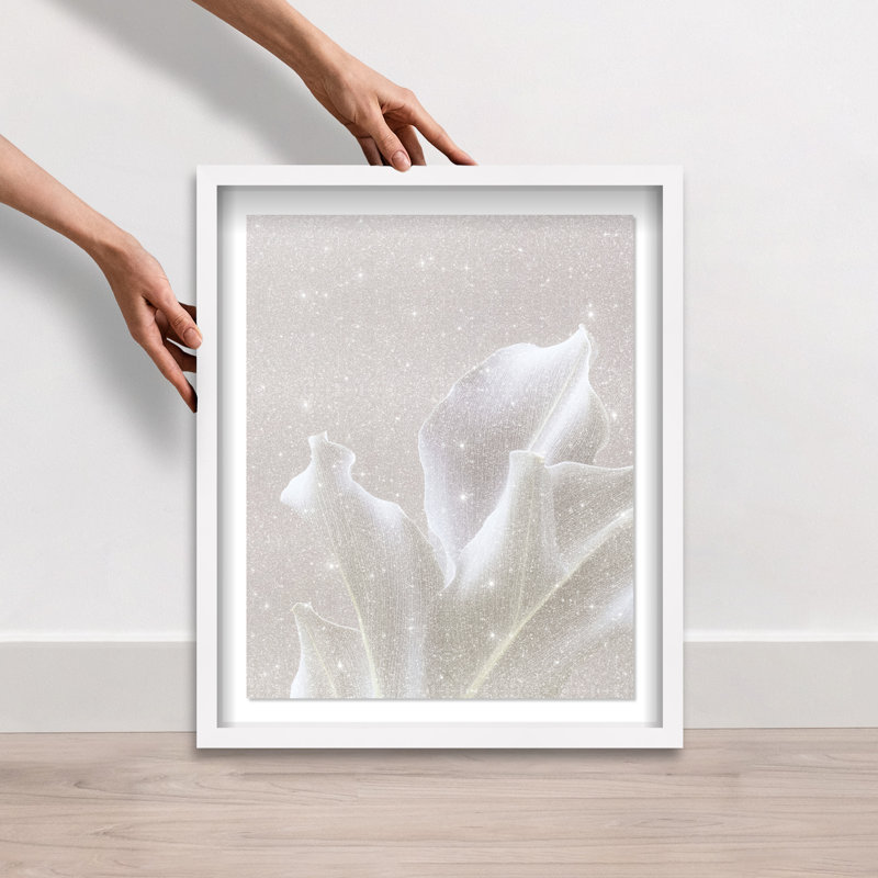 Silk Foliage I Shadowbox Abstract Print by Oliver Gal, Black Frame, 16 x 20, 31.5"H x 37.5"W, White Shadowbox