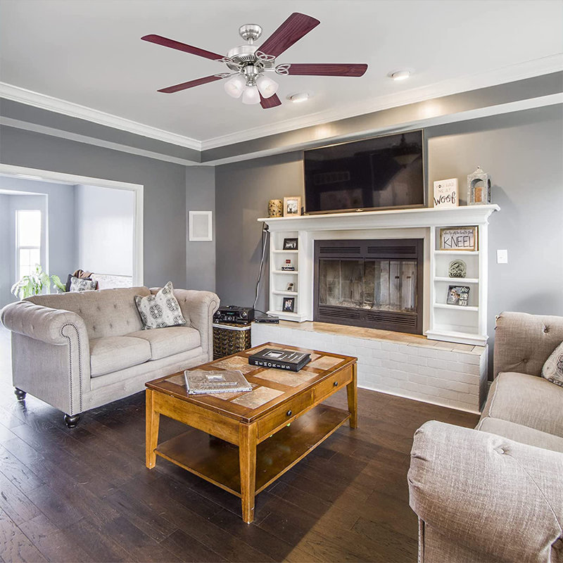 Nickel brossé contemporain de 52 po Ventilateur de plafond d'intérieur avec pales réversibles en bois de rose / érable