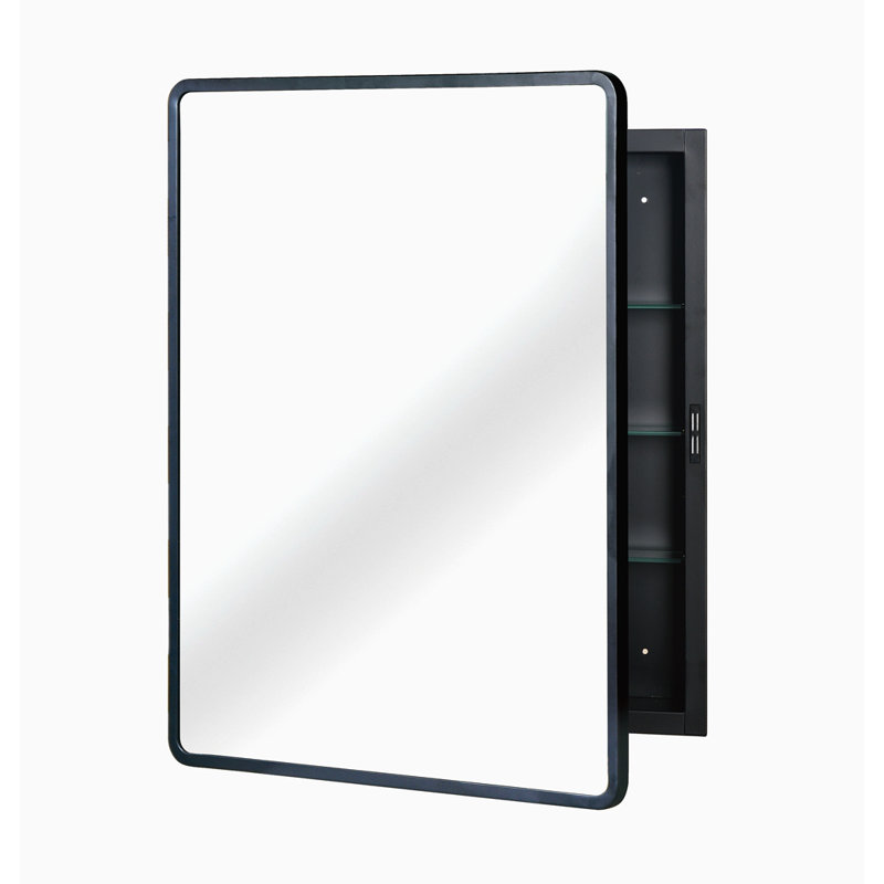 Armoire-miroir noire à cadre mural ou encastré en métal 24 po x 30 po