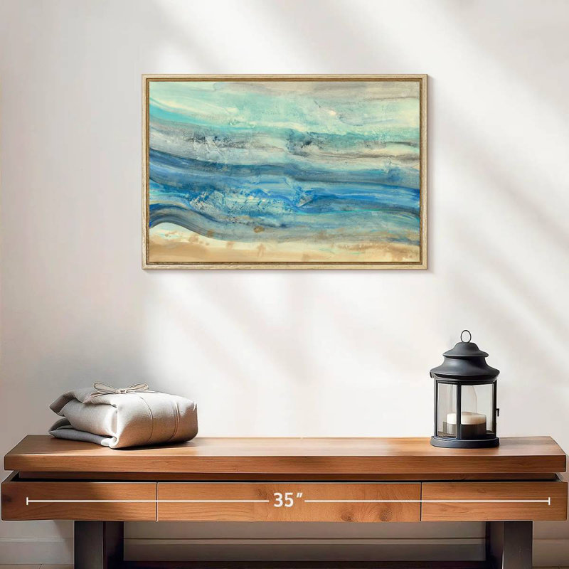 Vagues de l'océan, 19 po x 13 po, Cadre flottant en bois naturel