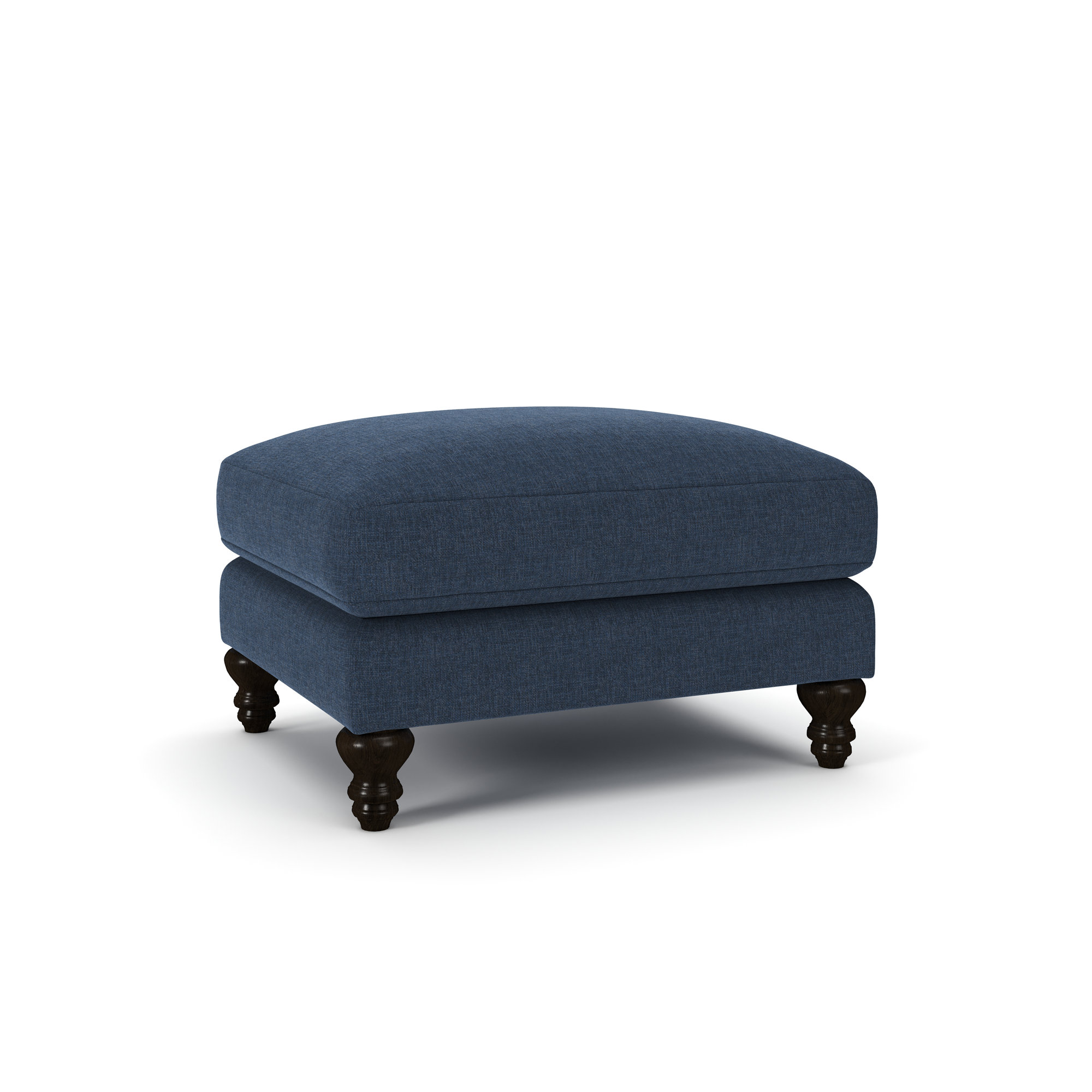 Walters Upholstered Ottoman, Drusky Navy Sustain® Basketweave
