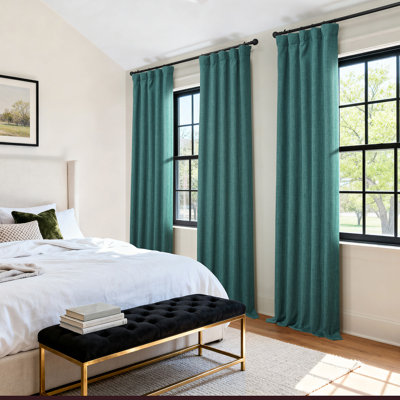 Ottis Faux Linen Room Darkening Curtain Panel