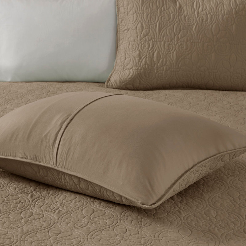 Mocha King Reversible Microfiber Coverlet Set