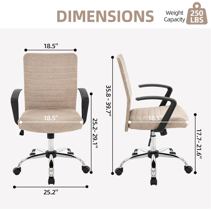Chaise de bureau à haut dossier Aime, Kaki