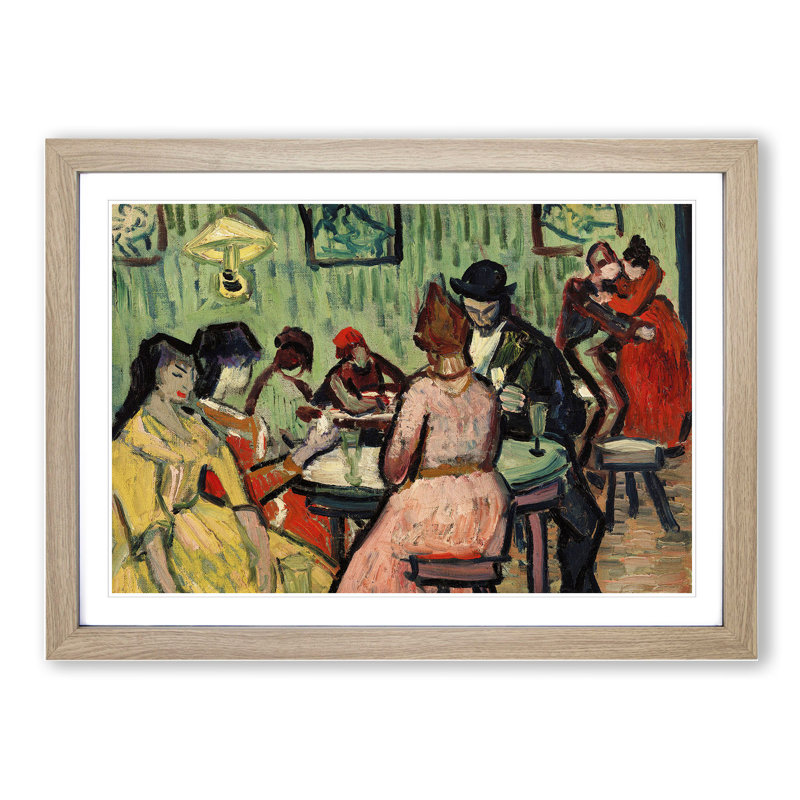 The Brothel by Vincent Van Gogh - Picture Frame Graphic Art, Oak Framed, 48cm H x 65cm W x 2cm D
