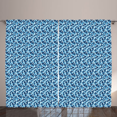 Rustic curtain, blue tinted design, coconut blue