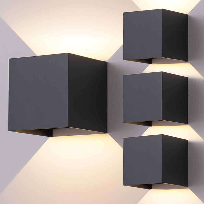 4 Pack Outdoor Wall Sconces Exterior/Interior LED Wall Lights,Sq...
