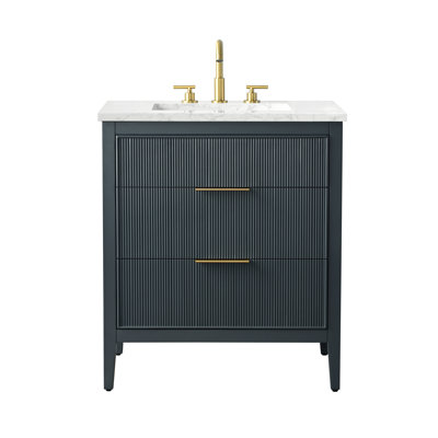 Bilroy Egremt 30'' Single Bathroom Vanity with Engineered Stone Top