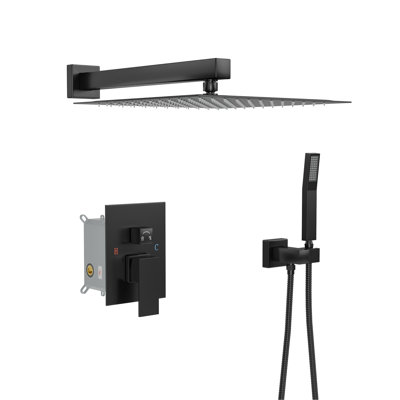 Shower Head System, 10 Inch Stainless Steel Square Wall Mounted Rainfull Shower Combo with Valve