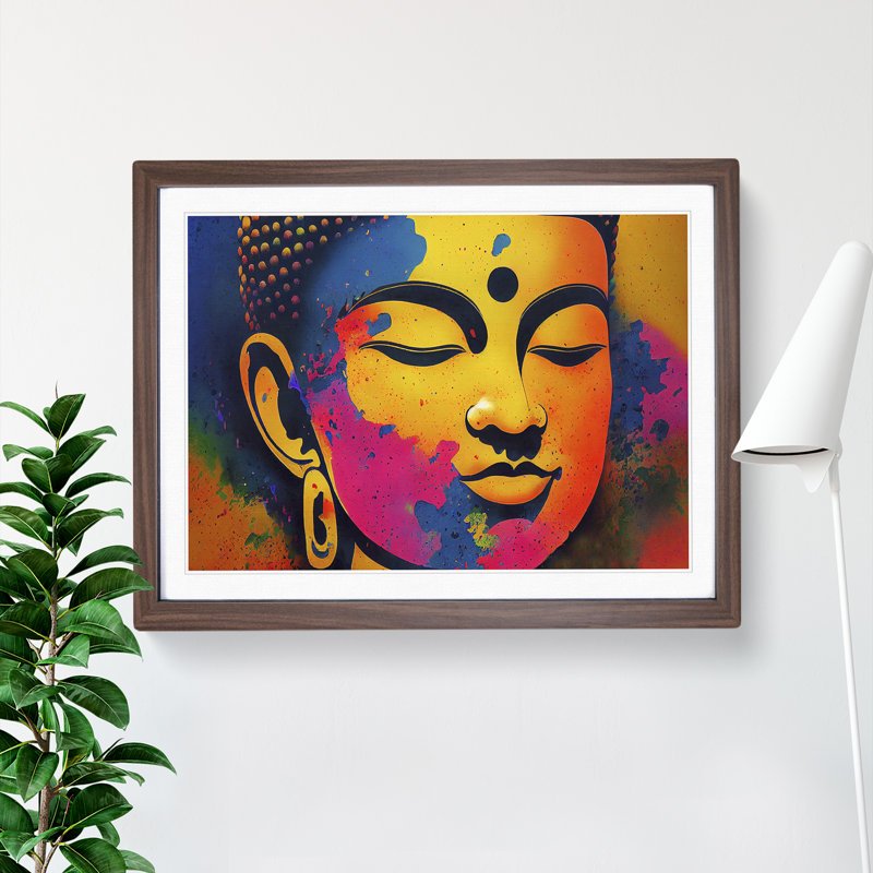 Colourful Buddha Vol.3 Abstract - Framed Print, 34cm H x 46cm W x 2cm D, Walnut