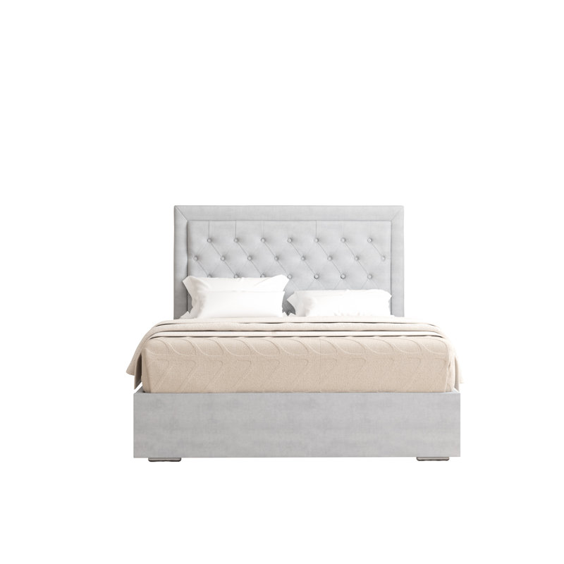 Merissa Upholstered Bed Frame, Single (3'), Light Silver