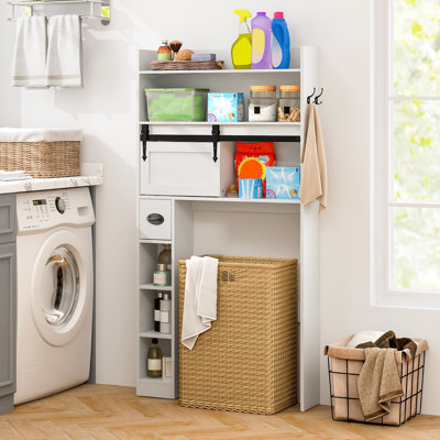 Organisateur de rangement de toilette sur pied à 6 niveaux avec porte d'armoire coulissante
