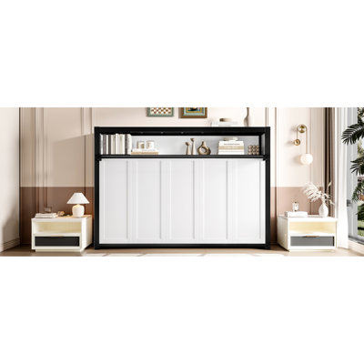 Lit simple en métal blanc avec tablettes et quincaillerie pour la vie dans les petits appartements, assemblage rapide pour économiser de l'espace