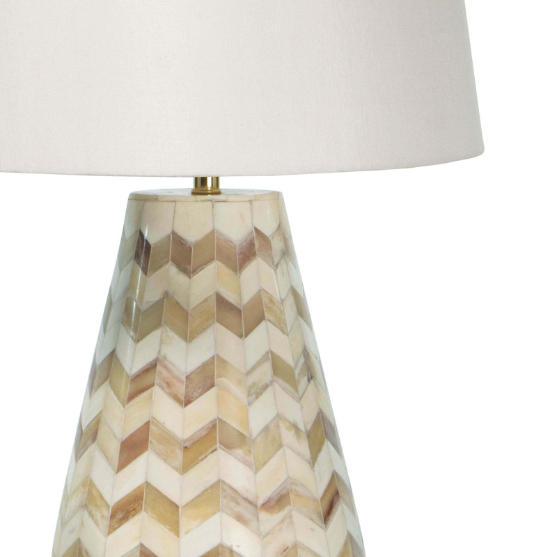 Cassia Chevron Table Lamp, Brown Genuine Leather