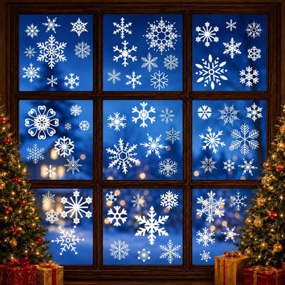 Décorations de Noël - 9 feuilles de flocons de neige décoratifs pour fenêtres