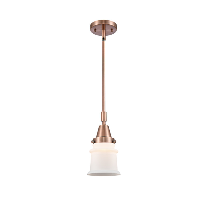Luminaire suspendu en forme de cloche à 1 lumière Cailen, Blanc mat, DEL, Cuivre antique