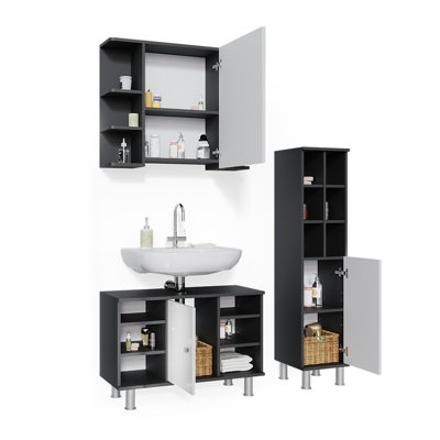 80Cm W x 64Cm H x 21Cm D Bathroom Storage Furniture Set