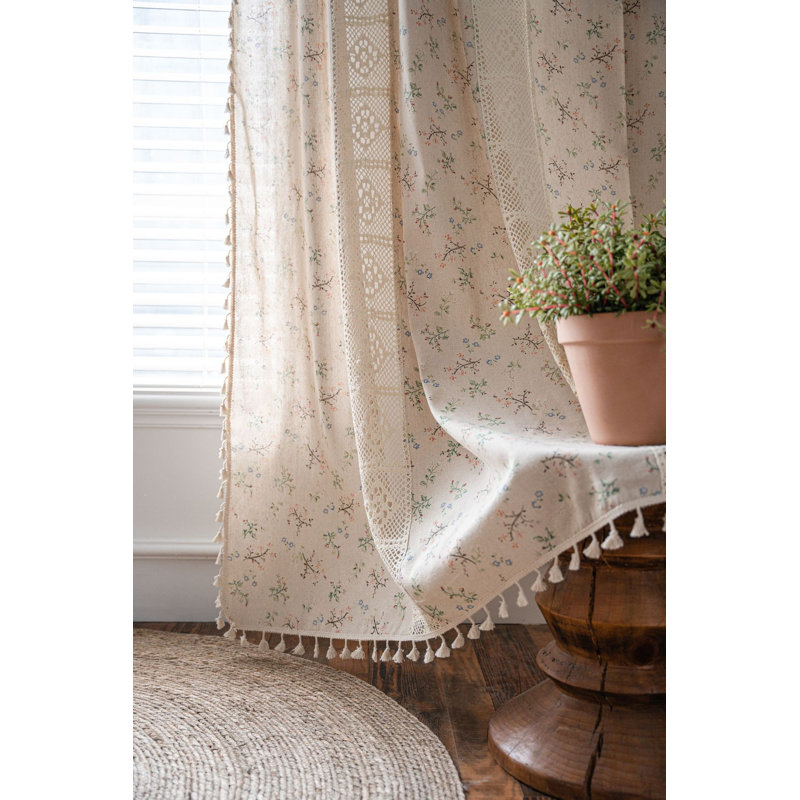 Chelley Cotton Blend Semi Sheer Curtain Pair, 59" W x 63" L