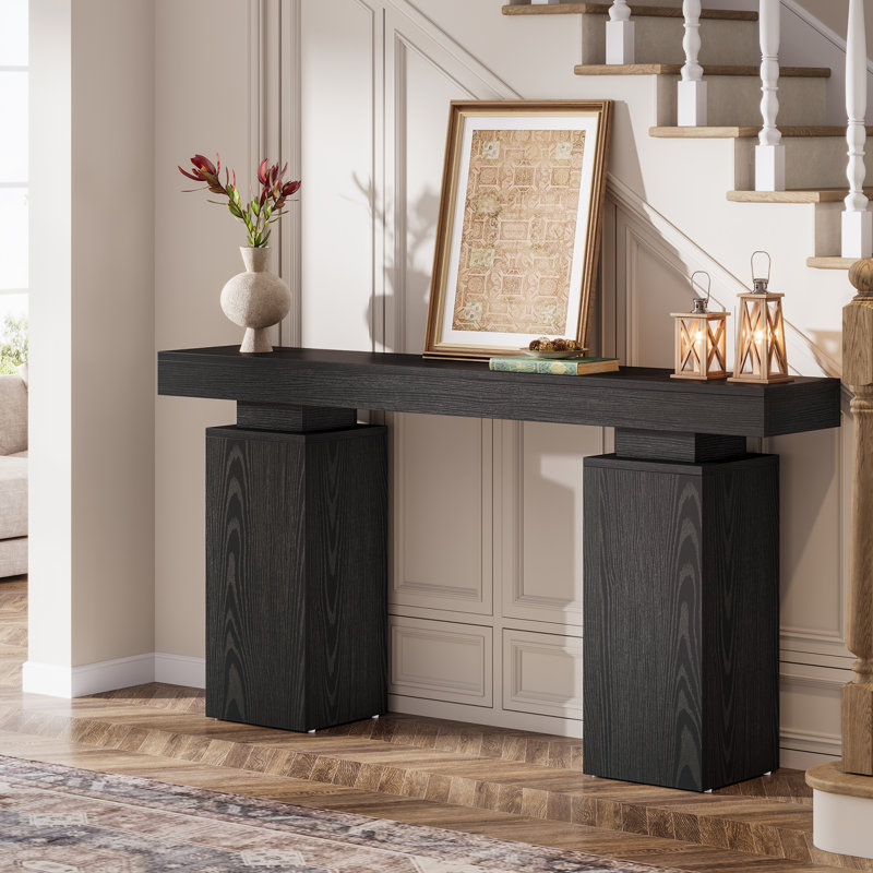 Console 63 pouces brun rustique, Noir