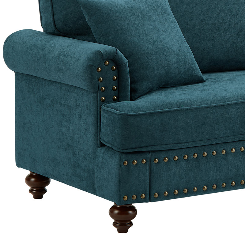 Ensemble de salon en chenille 2 pièces Cirina, Bleu marine