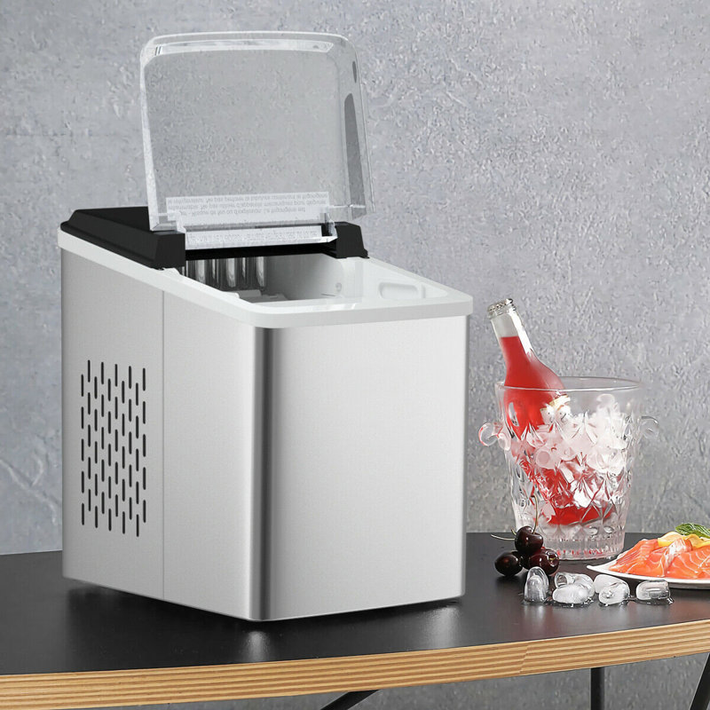 Machine à glaçons de comptoir en acier inoxydable autonettoyante de 26 lb / 24 H