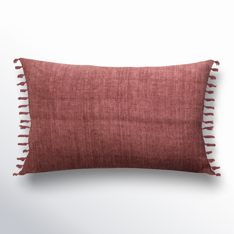 Sharron Tassels Linen Reversible Throw Pillow, Pillow Cover Only - No Insert, Rose