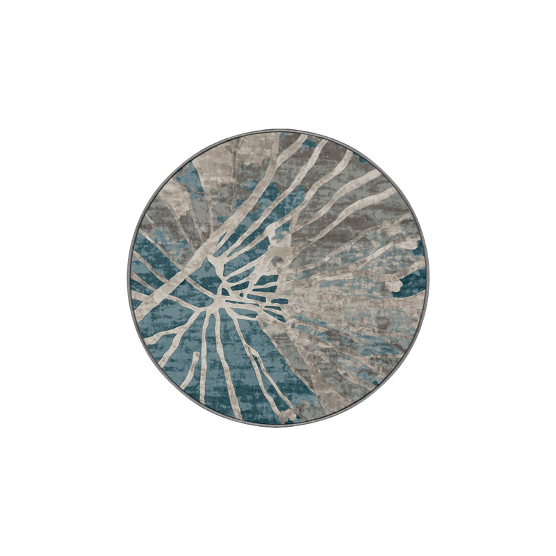 Tapis gris lavable à la machine, Rond 5 pi