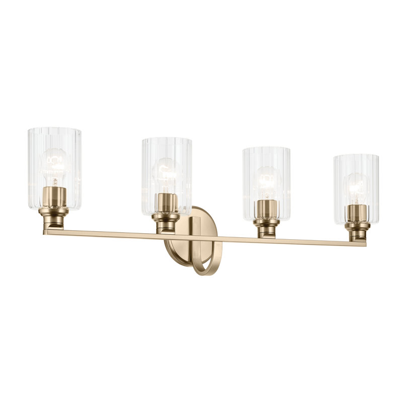 32.25" 4-Light Vanity Light with Fluted Glass, Bronze, Clear