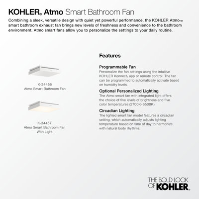 Atmo 13-7/8" X 13-7/8" Smart Bathroom Exhaust Fan With Light
