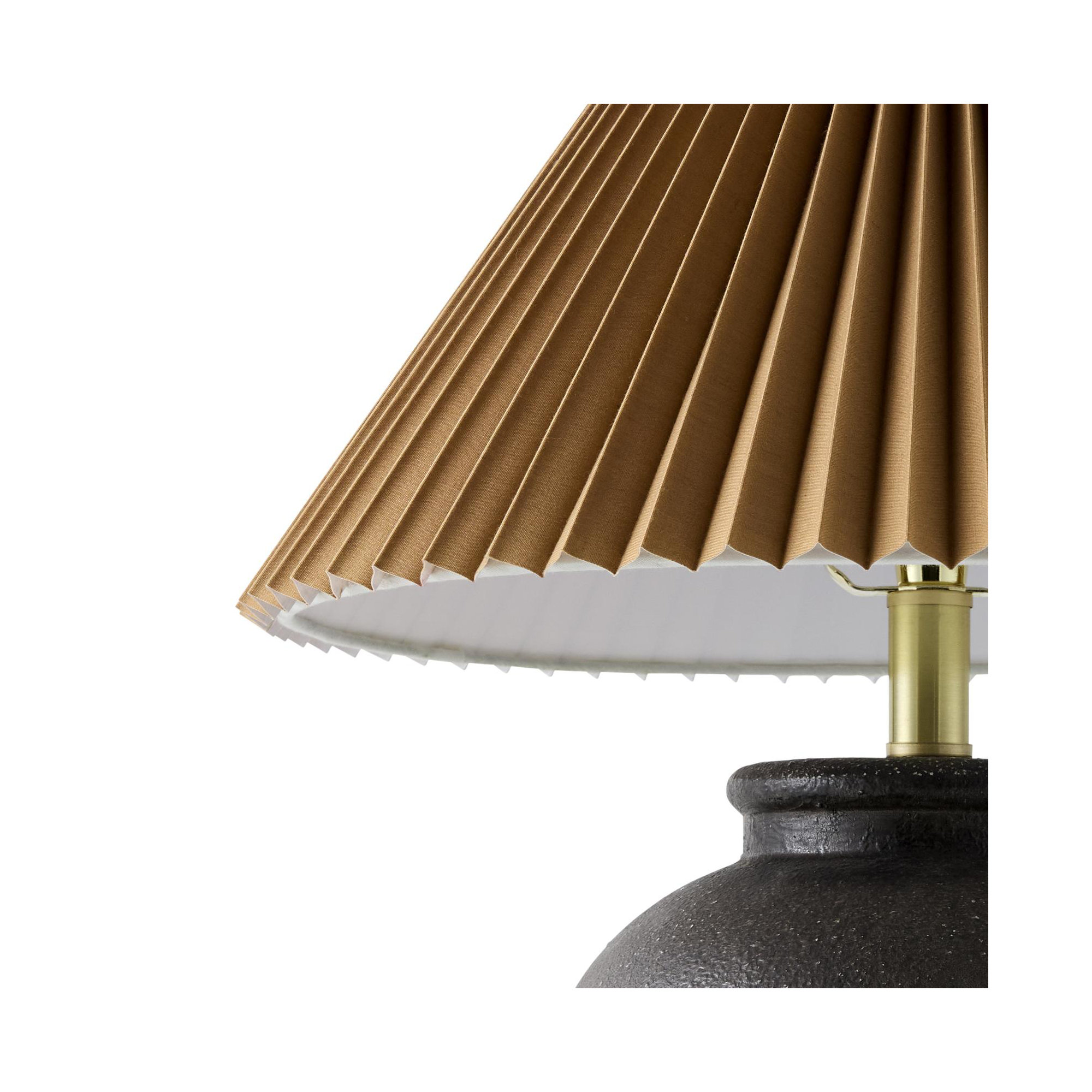 Chemise Ceramic Table Lamp, Black, Brown Pleated