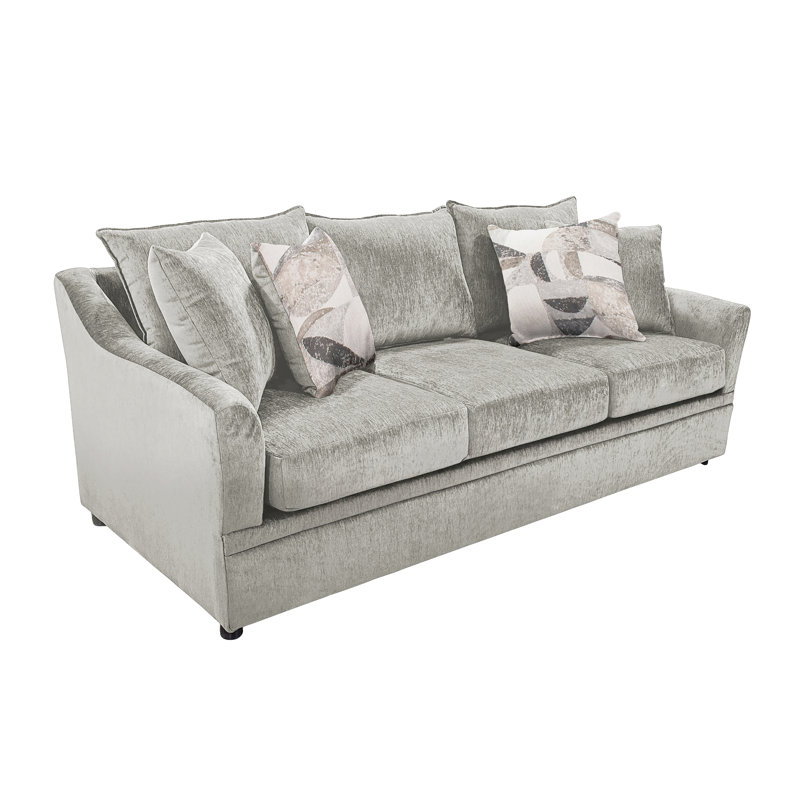 Jakeira 3-Seater Polyester Fabric Couch, Light Gray