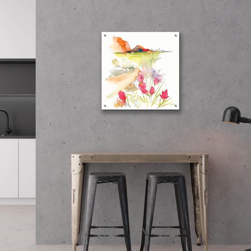 «Desert Blooming» par Kristy riz, art mural en verre acrylique, H 24 po x l 24 po x P 0,2 po