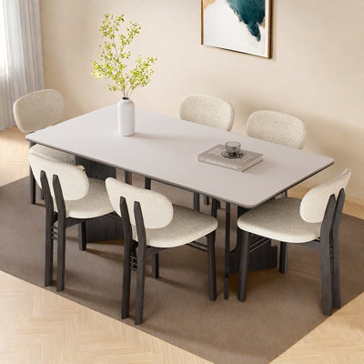 Rectangular light luxury solid wood table set
