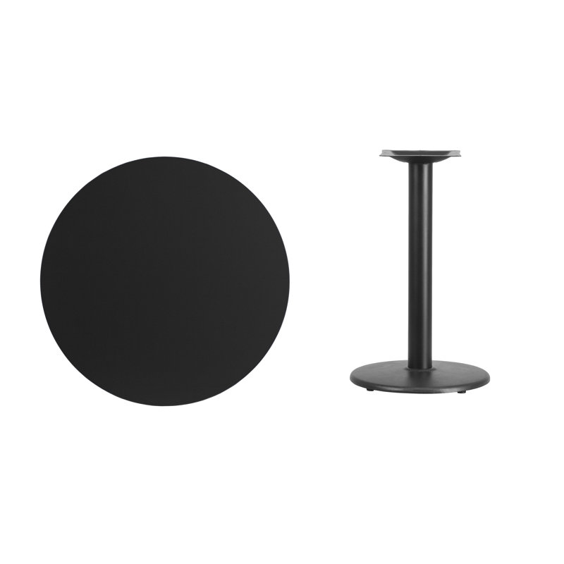 Jamey 24'' Round Laminate Table Top with 18'' Round Bar Height Table Base, 31.13" H x 30" W x 30" L, Black
